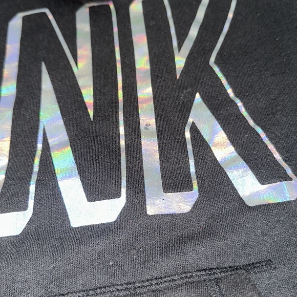 Victoria Secret Pink black hoodie with pink holographic logo - Picture 6 of 8